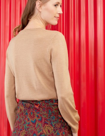 Pull femme beige laine mérinos-LA FIANCEE