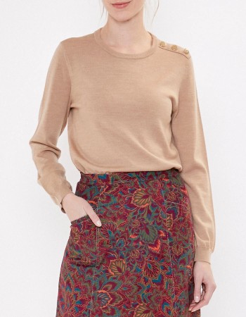 Pull femme beige laine mérinos-LA FIANCEE