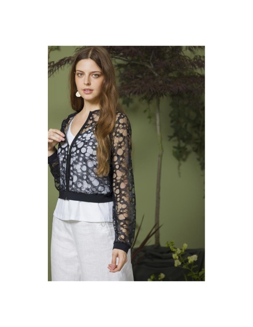 Gilet résille noir WENDY Maloka – Léger, fluide, parfait pour l’été
