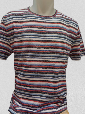 Tee-shirt homme rayé multicolore Mavélis avec col rond