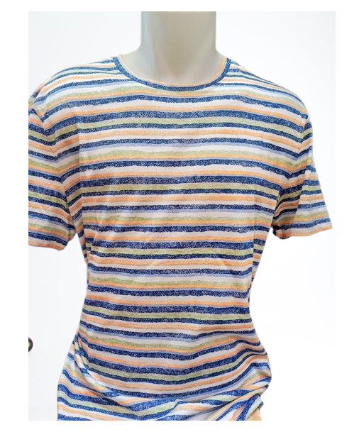 Tee-shirt homme rayé multicolore de Marvélis encolure ronde