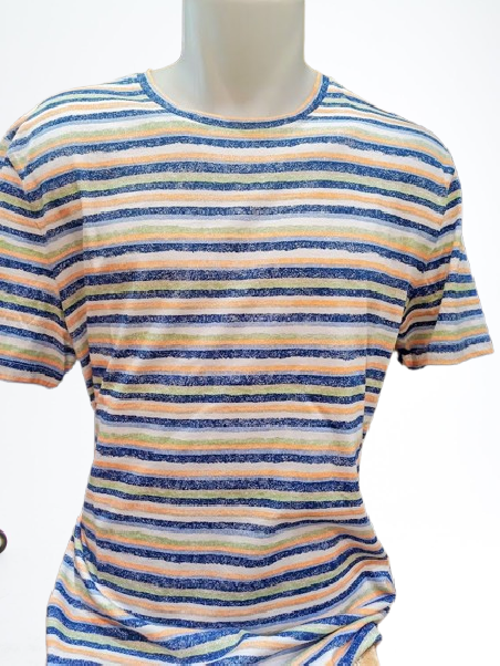 Tee-shirt homme rayé multicolore de Marvélis encolure ronde