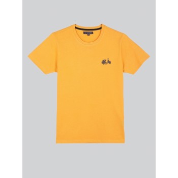 Tee-shirt homme La Squadra uni safran encolure ronde motif scooter