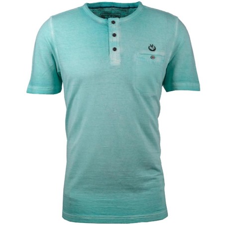 Tee-shirt homme Monte Carlo vert turquoise – col tunisien rayé