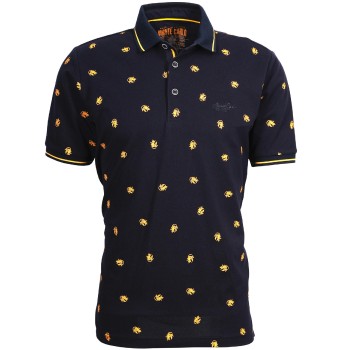Polo homme Monte Carlo maille piquée bleu marine avec fantaisie