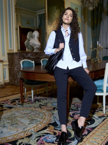 Pantalon rayé avec le gilet assorti