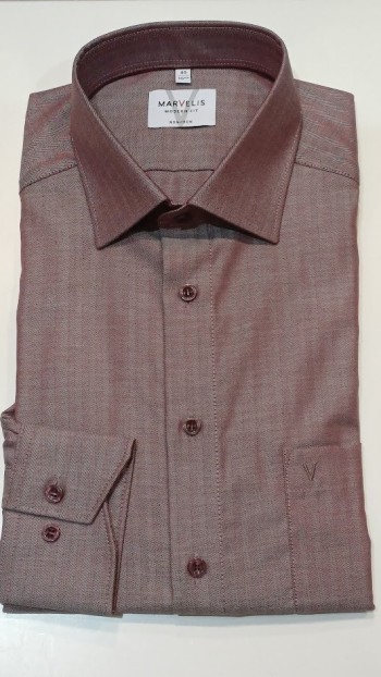 Chemise homme brique Marvelis Modern Fit – élégance et confort sans repassage