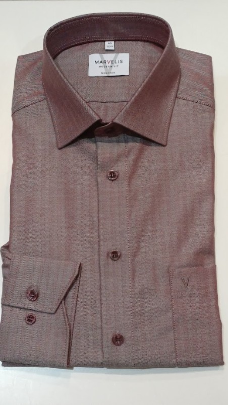 Chemise homme brique Marvelis Modern Fit – élégance et confort sans repassage