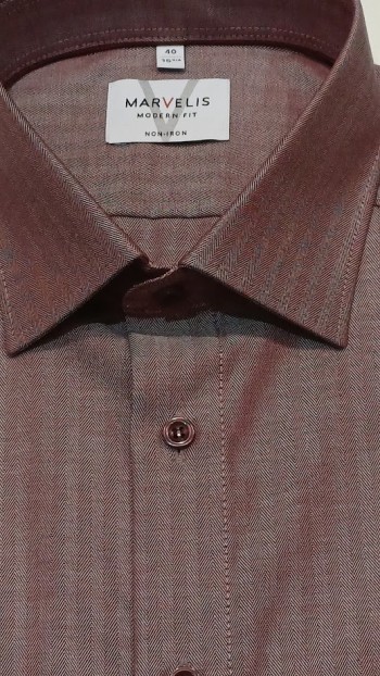 Chemise homme brique Marvelis Modern Fit – élégance et confort sans repassage