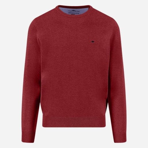 Pull ras de cou rouge grenat