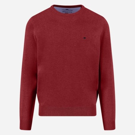 Pull ras de cou rouge grenat
