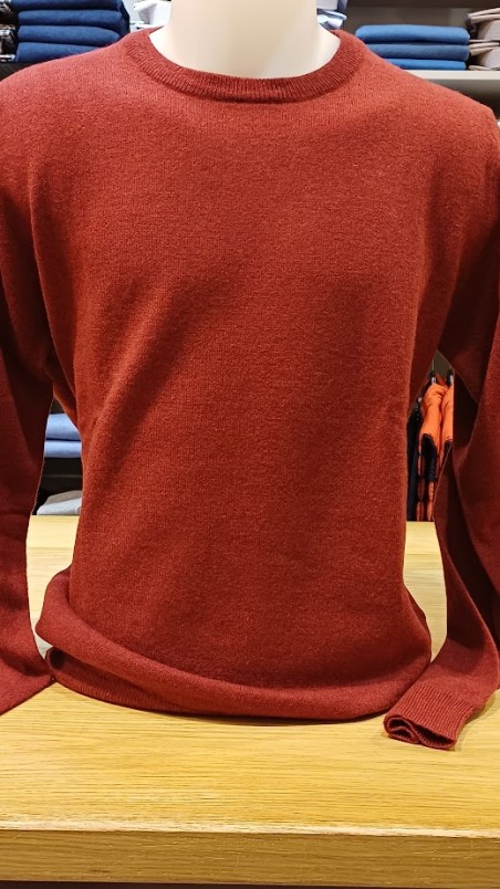 Pull homme col rond rouge chili lambswool-LA SQUADRA