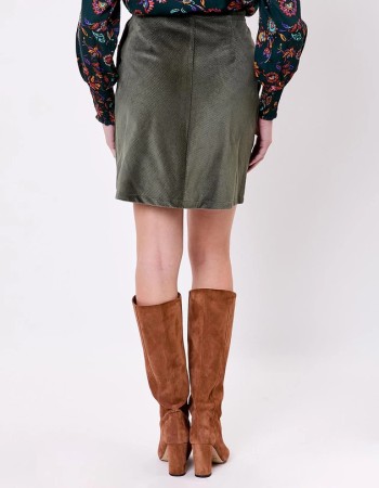 Dos jupe trapèze kaki