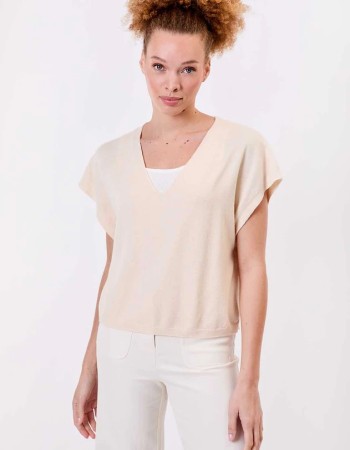 Pull sans manches couleur lin