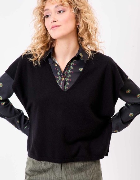 Pull noir sans manches