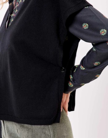 Côté boutonné du pull noir