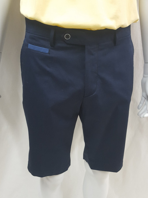NINI LORETTI Bermuda droit popeline homme bleu marine