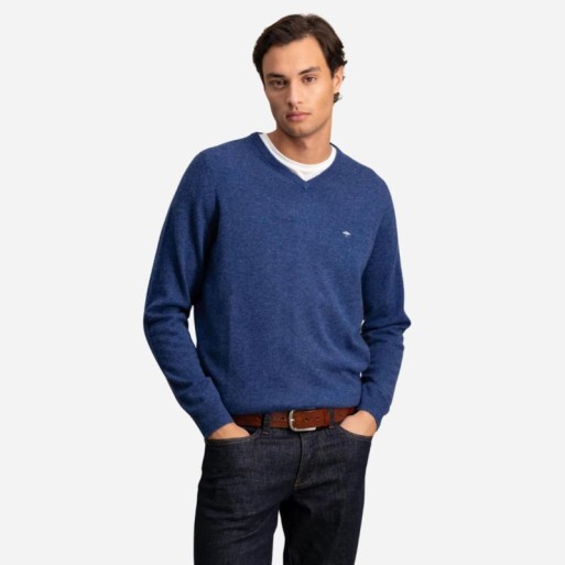 Pull col V cachemire mérinos