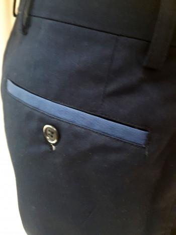 NINI LORETTI Bermuda droit popeline homme bleu marine