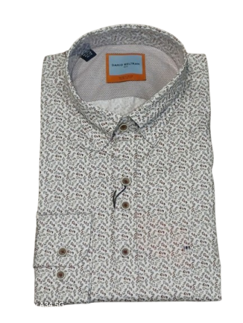 Chemise homme à petits motifs beige et rouge