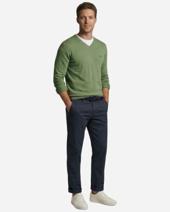 Pull homme coton vert