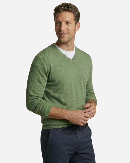 Pull homme coton vert