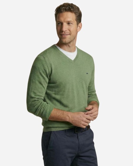 Pull homme coton vert