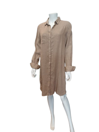 Robe chemise lin coloris terre