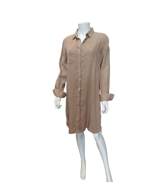 Robe chemise lin coloris terre