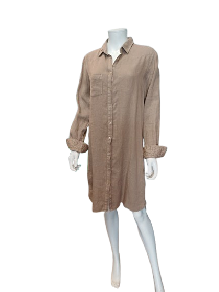 Robe chemise lin coloris terre