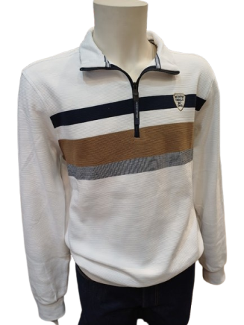 Sweat col zippé rayé