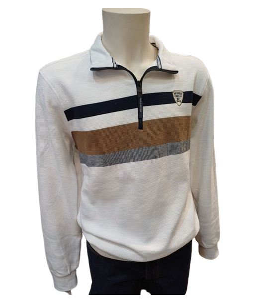Sweat col zippé rayé