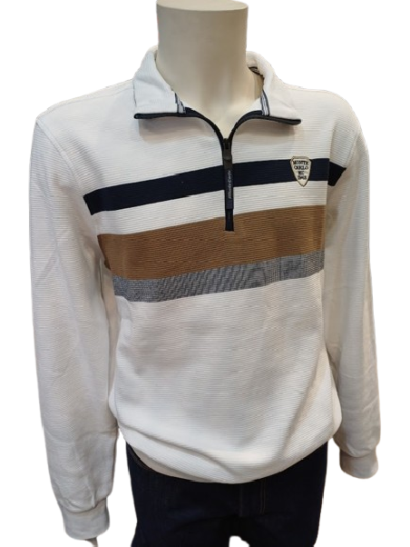 Sweat col zippé rayé