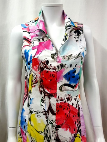 Robe droite fantaisie lin