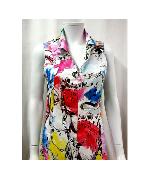 Robe droite fantaisie lin