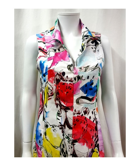 Robe droite fantaisie lin