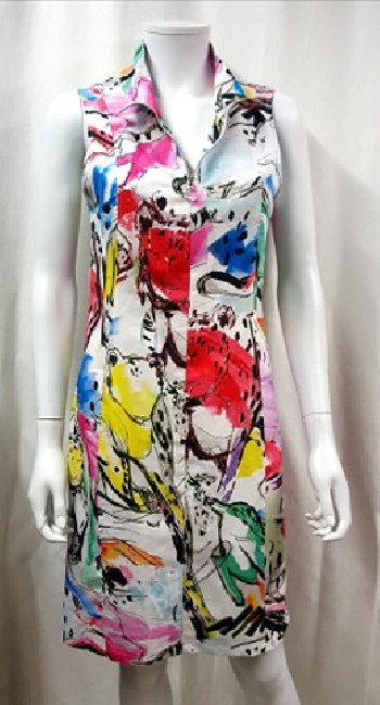 Robe droite fantaisie lin