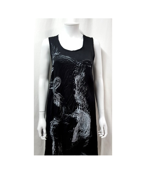 Robe noire imprimé gris argent-MALOKA