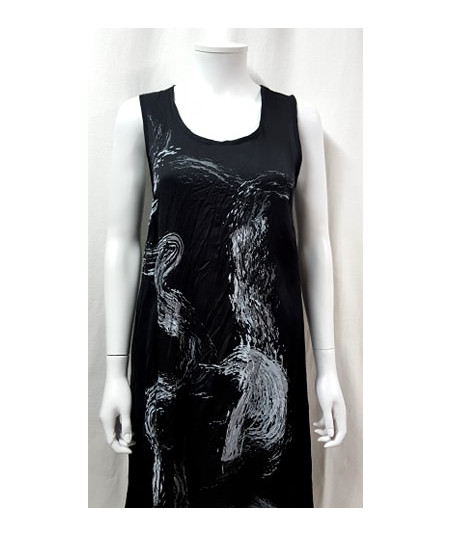 Robe noire imprimé gris argent-MALOKA