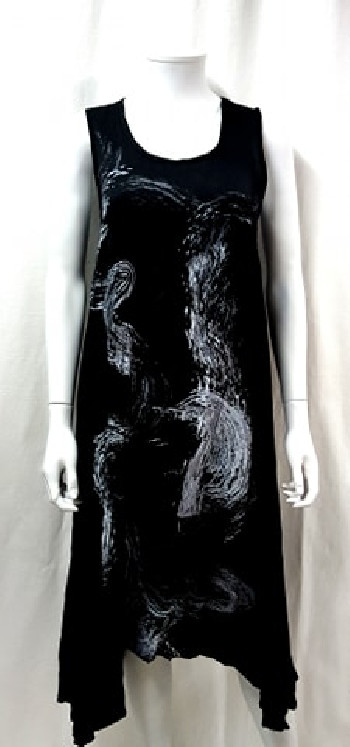 Robe noire imprimé gris argent-MALOKA