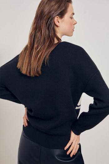 SUNCOO Pull fantaisie oversize noir