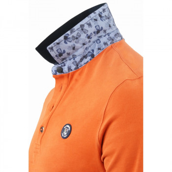Polo homme manches longues orange