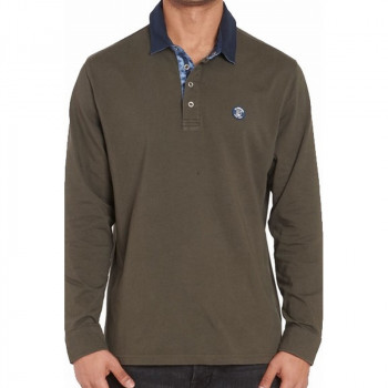 Polo homme manches longues kaki