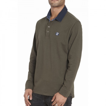 Polo homme manches longues kaki